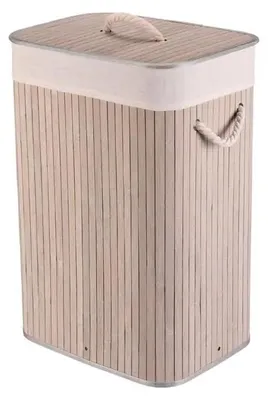 Productafbeelding van Wasmand Autronic bamboe-met deksel-grijs (DB2001 GRIJS)