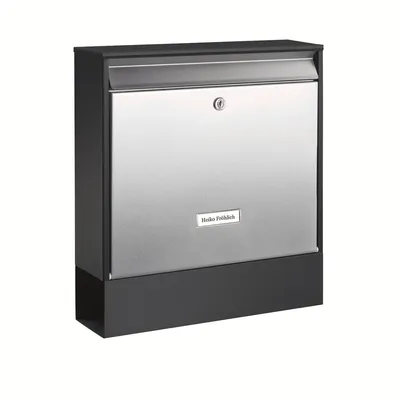 Produktbild von BURG-WÄCHTER Briefkasten Oxford-Set 68770 B+S mit Zeitungsfach und Namensschild, Verzinkter Stahl & Edelstahl, Einwurf-Format DIN C4