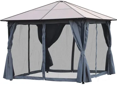 Produktbild von Pavillon 3 X 3M Gartenpavillon Partyzelt Mit Seitenteilen Pc Dach Alu Dunkelgrau