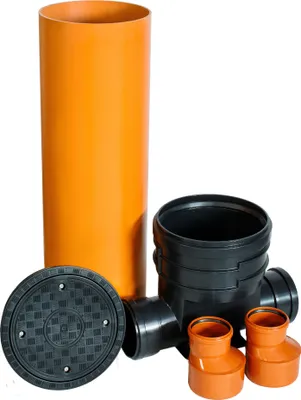 Produktbild von ScarMaxx Schachtsystem, 1m Rohr, H128, B76,5cm - 2xDN110 - 2xReduzierung 160/110