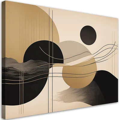 Obrázek produktu pro Obraz na plátně Geometrická abstrakce Glamour 90x60 Feeby Béžový obraz na zeď připravený k zavěšení