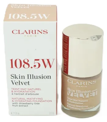 Produktbild von Clarins Skin Illusion Velvet 108.5W 30 ml, Pumpenflasche, Flüssigkeit, Jeder Hauttyp, Glättend, Mattierend, Nährend, Mittel, Warm
