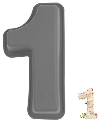 Zdjęcie produktu dla Silikonowa forma do pieczenia, kształt "1", trójwymiarowa forma do tortów, powłoka nieprzywierająca, kolor: szary, wymiary: 25,3 cm
