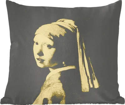 Produktbild von MuchoWow® Zierkissen Sofakissen Wohnzimmer Dekokissen 40x40 cm Das Mädchen mit dem Perlenohrring - Vermeer - Kunst - Foto Kissen - Schlafzimmer Dekoration