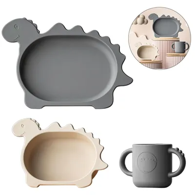 Produktbild von Nordischer Babysilikon-Teller, BPA-frei, weich & sicher, fördert selbstständiges Essen, rutschfester Boden & ergonomische Griffe, ab 2 Jahren