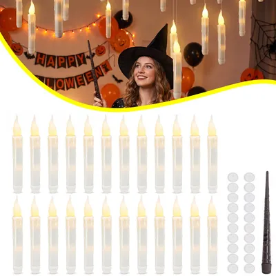 Produktbild von 24 Stück Schwebende Kerzen mit Zauberstab-Fernbedienung, für Urlaub, Party, Weihnachten, Geburtstag, Hochzeit, Kirche, Heimdekoration