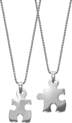trendor 63775 Puzzle Partner-Anhänger mit 2 Halsketten Silber 925 1