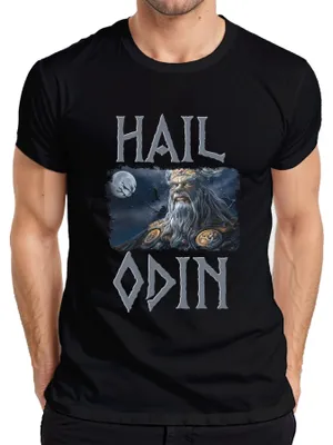 Produktbild von Wikinger Asgard Odin Hail Odin Nordische Mythologie Raben Runen Herren T-Shirt, Schwarz, 3XL