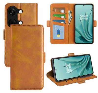 Productafbeelding van MobyDefend Hoesje - Geschikt voor OnePlus Nord 3 - Luxe Wallet Book Case (Sluiting Zijkant) - Lichtbruin