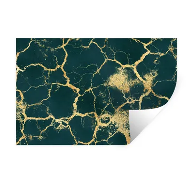 Obrázok produktu pre MuchoWow® Nálepka na stenu - Mramor - zelená - zlatá - 120x80cm - Samolepiaca a polohovateľná