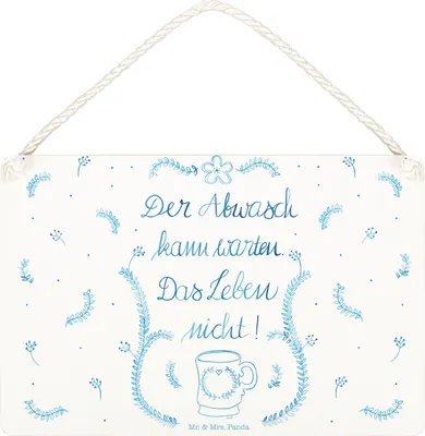 Produktbild von Mr. & Mrs. Panda Schild Der Abwasch kann warten DIN A5 - Geschenk, Holzschild, Wandbild Holz, Leben Spruch, wandtafel, Türschild, Reise, Küche Deko, Dekoration, Weisheit