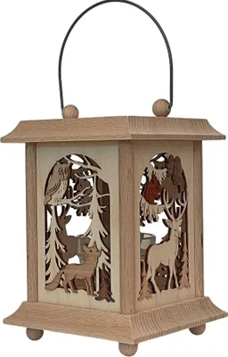 Zdjęcie produktu dla Lampion stołowy leśne zwierzęta ze szklanym wkładem WxHxD = 12x17x12cm NOWOŚĆ