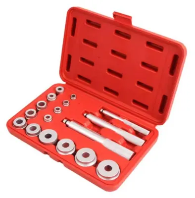 Produktbild von Radlagerwerkzeug - Satz zum Ein- und Ausbau von Lagerdichtungen und Lagerschalen - 17-teilig - Aluminiumlegierung - Universal - Roter Aufbewahrungskoffer