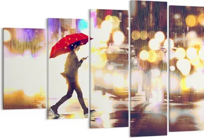 Produktbild von Bild auf Leinwand - Leinwandbild - Stadt Straße Nacht - 150x100cm - Wand Bild - Wanddeko - Leinwanddruck - Bilder - Kunstdruck - Wanddekoration - Leinwand bilder - Wandkunst - EG150x100-4016