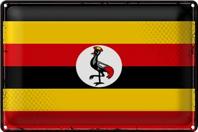 Produktbild von Blechschild Flagge Uganda 30x20cm Retro Flag of Uganda
