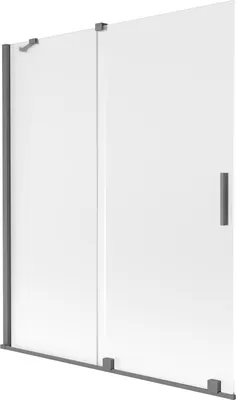 Produktbild von Mexen Velar Badewannenabtrennung, 2-flügelig verschiebbar, 140 x 150 cm, matt, Gunmetal - 896-140-000-31-95
