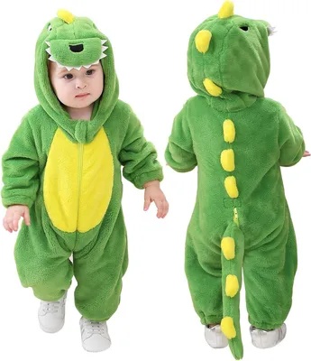 Produktbild von Baby Overall Dinosaurier 2-3 Jahre, warmer Flanell, mit Kapuze, für Winter