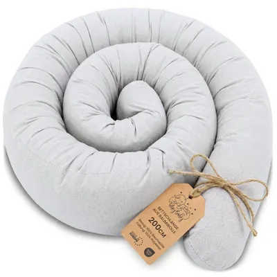 Produktbild von Totsy Baby Seitenschläferkissen Bettschlange Body Pillow 200 cm Baumwolle - Kopfkissen lang Bettrolle Schlafkissen Nackenrolle Kissen Grau
