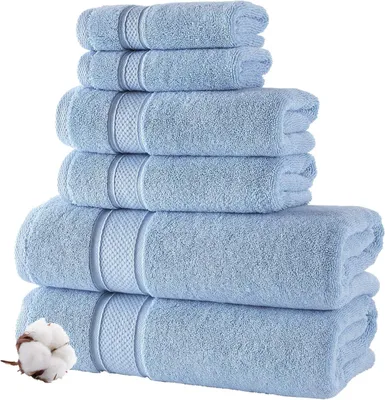 Produktbild von Handtücher Set 6-teilig, Baumwolle, 2 Duschtücher 2 Handtücher 2 Waschhandtücher, für Badezimmer