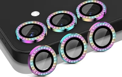 Produktbild von Kamera Linsenschutz Glas Set mit Schmucksteinen für Samsung Galaxy S25 Schutzglas Camera Linse Panzerfolie 9H Regenbogenfarben