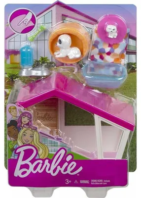 Image de Coffret barbie : 2 chiens + niche + accessoires - mattel - grg78 - accessoires poupee