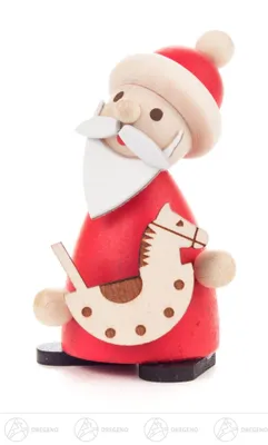 Produktbild von Weihnachtliche Miniatur Ruprecht mit Schaukelpferd  Höhe ca 7 cm