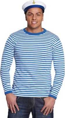 Produktbild von O815-M blau-weiß Herren Langarm Streifenshirt Marinepulli Gr.M