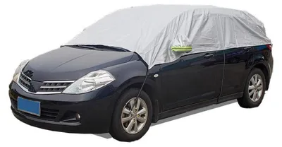 Obrázok produktu pre Polovičná automobilová plachta, vodeodolná, vhodná pre malé autá a kompaktné SUV, chráni predné a bočné okná, vnútorné/vonkajšie použitie, materiál: 210T polyester, rozmery: 330x165x52 cm