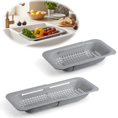 Produktbild von LS-LebenStil Spülbecken Abtropfsieb Ausziehbar 36,5-55cm Spülbeckensieb Küchen Organizer Siebkorb Schwammhalter Abflusskorb Küchenspüle Waschbecken