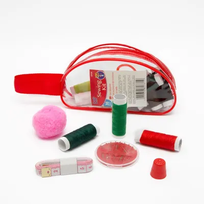 Produktbild von Komplettes Nähset mit Etui, Rot, inklusive 12 farbiger Fäden und 10 Nadeln
