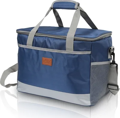 Produktbild von Clanmacy 33 L Kühltasche Isoliertasche Thermotasche Wasserfest Picknicktasche Faltbar Kühlbox mit 2er-Set Kühlakkus Kühlelemente Camping Lunch Blau