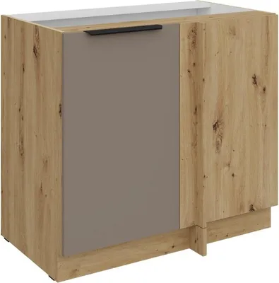 Obrázek produktu pro Prodloužená rohová skříňka LUNARA - šířka 90 cm, tmavě béžová / dub artisan
