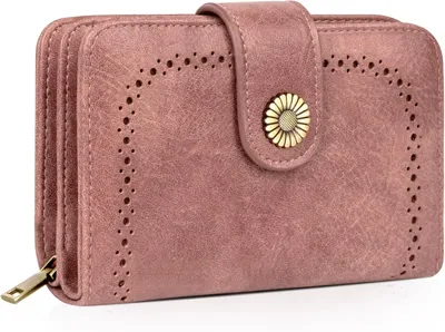 Produktbild von Damen Große Kapazität Kunstleder Vintage Portemonnaie Brieftasche Geldbörse Mittelgroß mit RFID-Blockierung und Mehreren Fächern Frauen