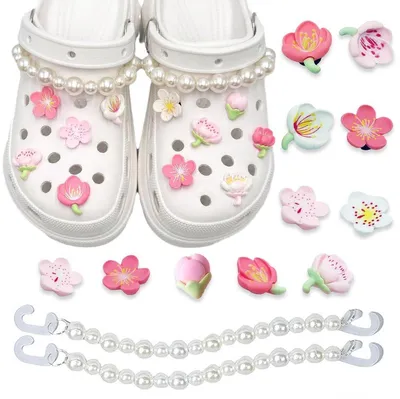 Produktbild von 12x Crocs Pins – Blüten-Schuhcharms für Mädchen, Clog Accessoires DIY