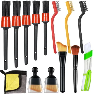 Image de Kit de 14 pinceaux de nettoyage pour voiture, pour l'intérieur et l'extérieur