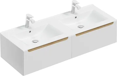Produktbild von Doppelwaschtisch 120cm Livia mit 2 Schubladen, Weiß