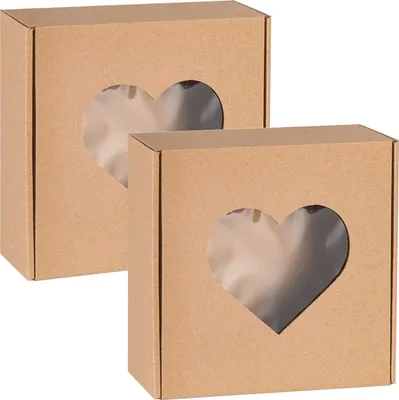 Produktbild von Quadratische Schachtel mit Herzfenster, Geschenksbox20x20x5cm x2