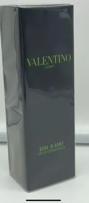 A dark gray box of Valentino Uomo Born in Roma Green Stravaganza perfume.