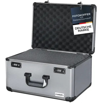 Produktbild von HMF 14412-02 Alu Fotokoffer, Miniaturenkoffer mit Rasterschaumstoff, 46 x 33 x 26 cm