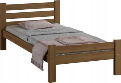 Produktbild von Bett 90x200, Bettrahmen, Holzbett mit Lattenrost | Massives Kiefernholz | Stabil & Langlebig | 210x102x72 cm (BxTxH) | Eiche