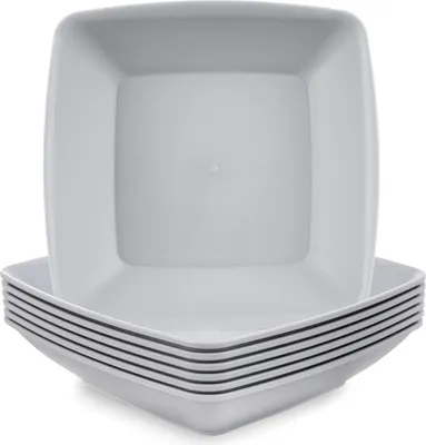 Produktbild von Orion | Tiefer Essteller - Geschirrset - 6er Set - Kunststoff - Quadratisch - Grau - 17,5 cm - 500 ml - Spülmaschinenfest - SANDY
