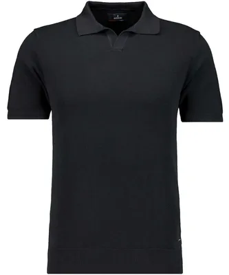 Ragman Strick-Pullover Kurzarm Resortkragen in schwarz