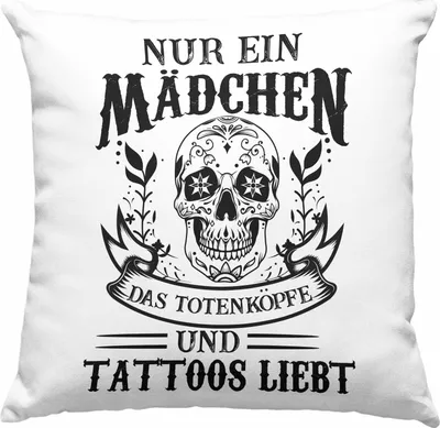 Produktbild von Trendation - Tattoos Frauen Deko-Kissen mit Füllung 40x40 Tätowiererin Geschenk  Deko-Kissen mit Füllung 40x40 Tattoo Totenkopf Deko-Kissen mit Füllung 40x40n (Grün)