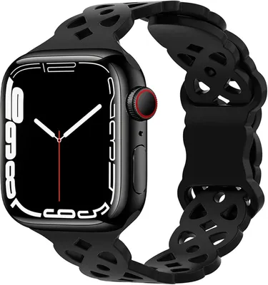 Image de BRACELET POUR APPLE WATCH 42/44/45 mm, modèles SE, 9, 8, 7, 6, 5, 4, 3, 2, 1, couleur noire, avec perforations