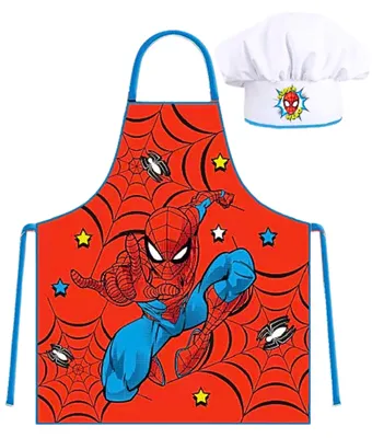 Produktbild von Spider-Man Kinder Kochschürze + Kochmütze - Marvel Backschürze