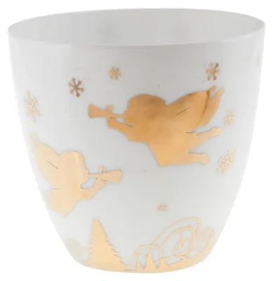 Image de Porte-bougie en porcelaine, diamètre 9,2 cm, hauteur 9,8 cm - Décoration de Noël