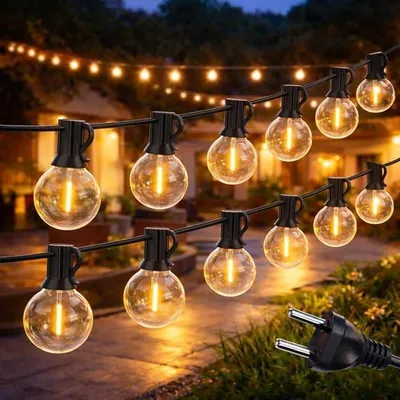 LED-Lichterkette 20 m, 48 G40-Lampen, warmweiß, IP65, erweiterbar