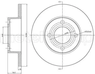 Produktbild von 2x METELLI Bremsscheibe 23-0233 für AUDI 80 Limousine (8C2 B4) 56 3mm 256 0mm
