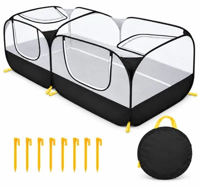 Productafbeelding van Kippenren kleindierenren - Opvouwbaar - 185 x 94 x 64 cm - Met afneembare bodem - Voor buiten