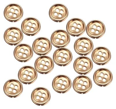 Metall-Nähknöpfe 20 Stück, 11,5 mm, 4-Loch, gold, rund